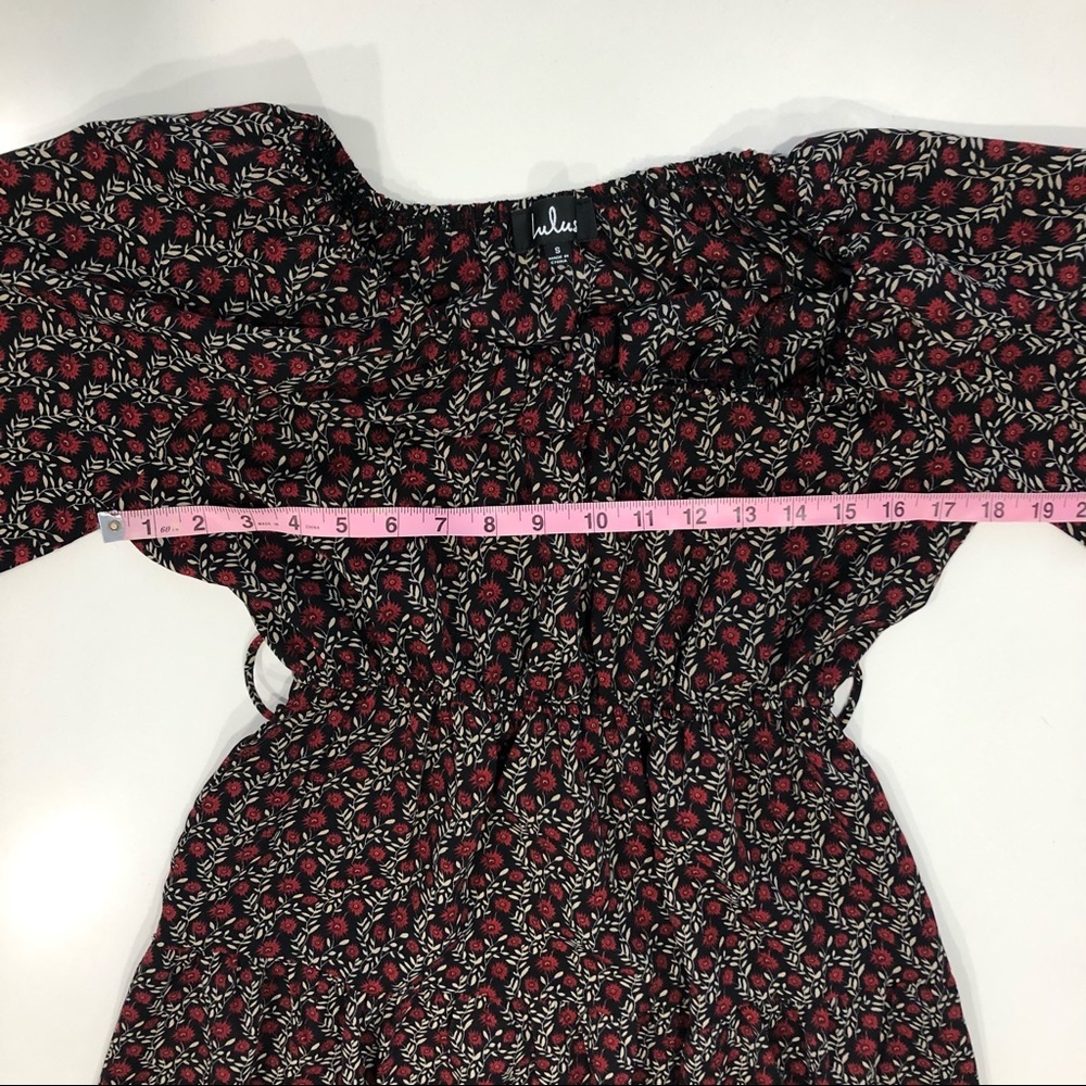 Lulus Off Shoulder Floral Midi Dress Boho Cottagecore Long Sleeve S - Picture 10 of 17